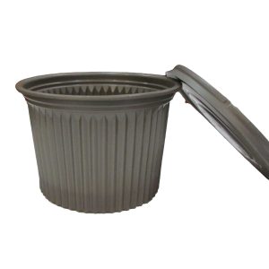 TARRINA DE 1 LITRO GRIS ESTRIADA MILLAR