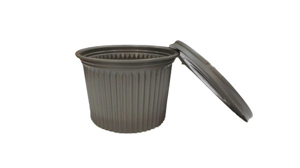 TARRINA DE 1 LITRO GRIS ESTRIADA MILLAR